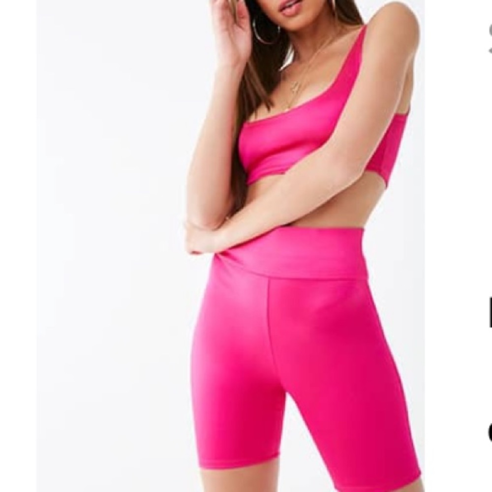 NWOT satin crop top & biker short set